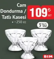 GLASS İN LOVE CAM DONDURMA/TATLI KASESİ 250 CC 3'LÜ